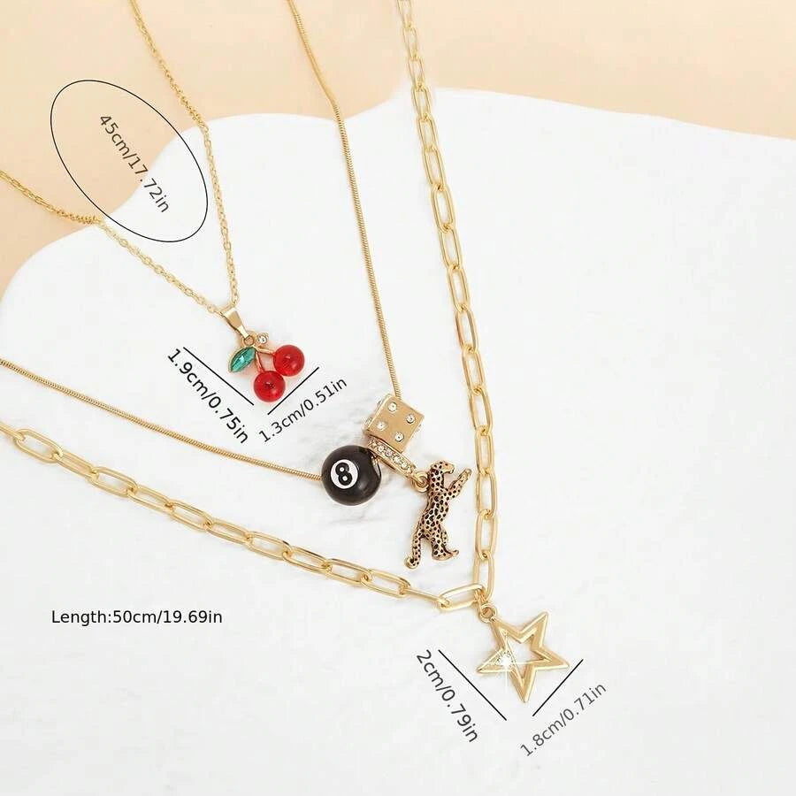 Leopard Print Pendant Necklace Set