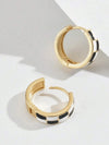 Gold Plated Brass Checkerboard Hoop Earrings