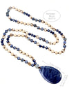 Bohemian Blue Lapis Lazuli Teardrop Pendant Necklace
