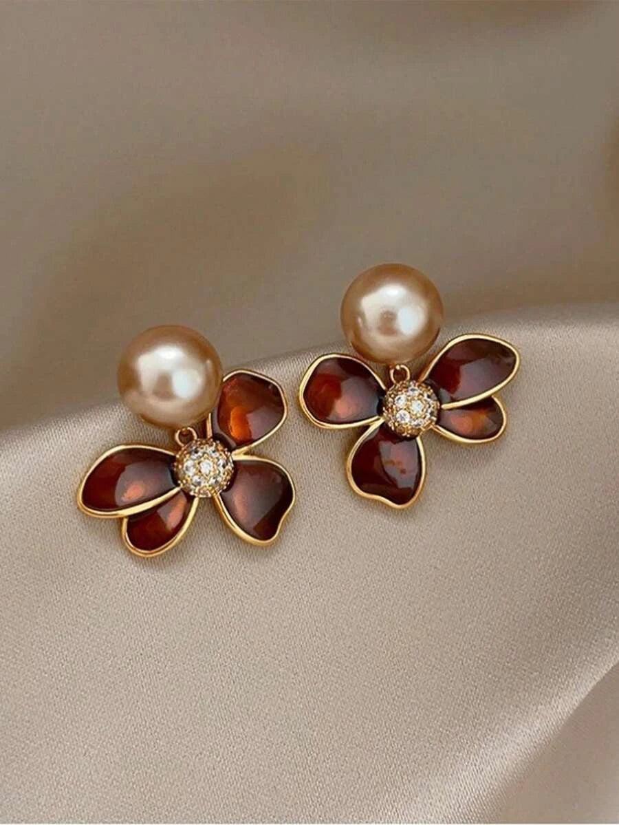 Amber Boho Plant Earrings