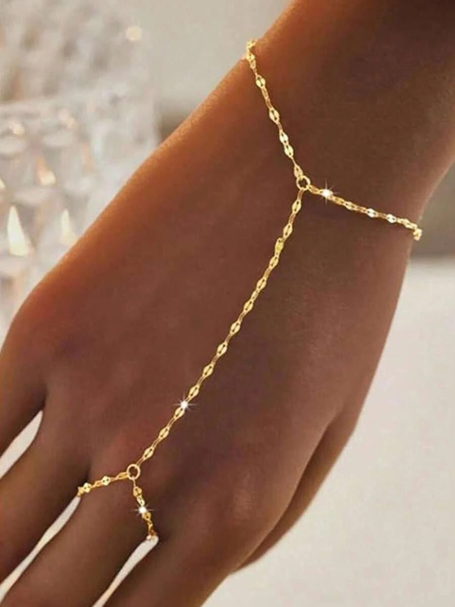 Gold Lip Chain Knuckle Bracelet