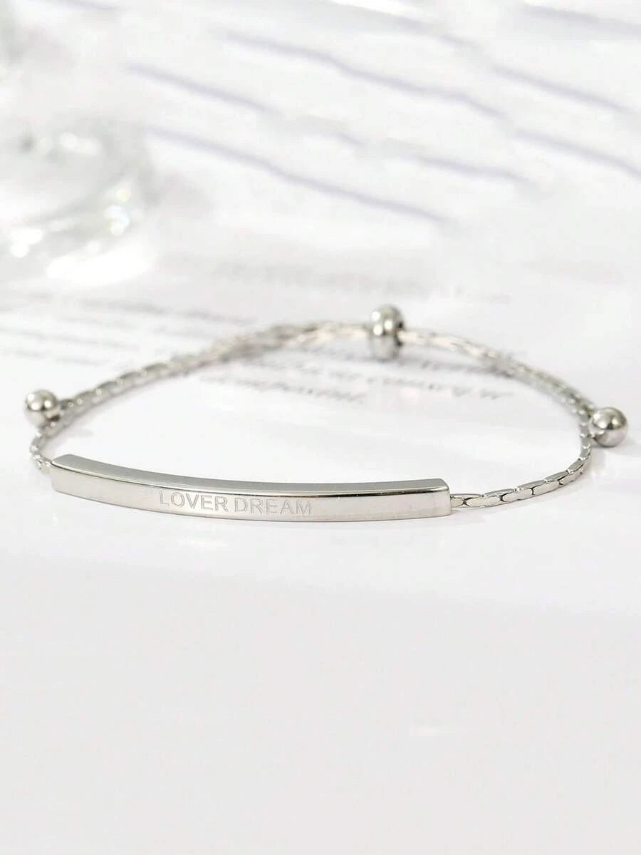 Gold Plated Stainless Steel Curved Tube Charm Bracelet
