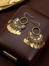 Retro Carved Disc Tassel Earrings