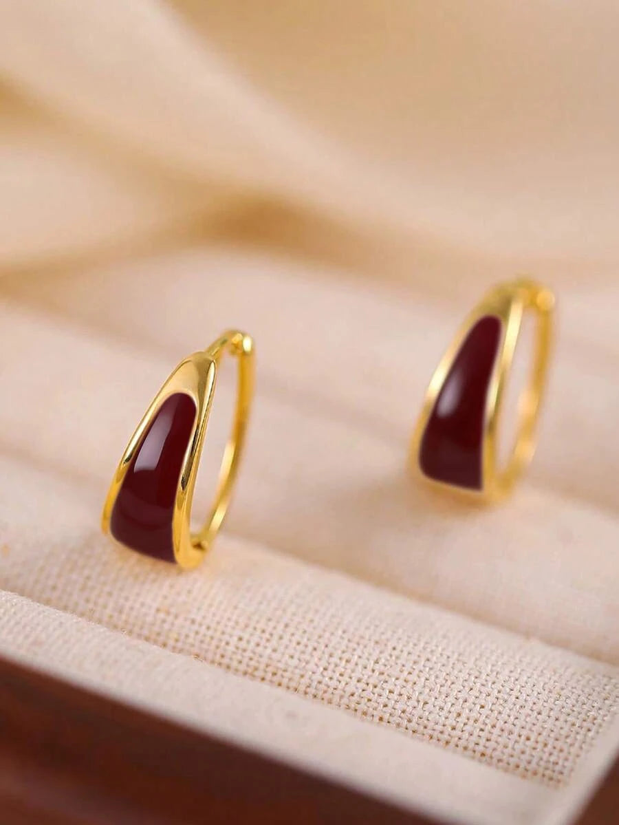Minimalist Geometric Copper Hoop Earrings