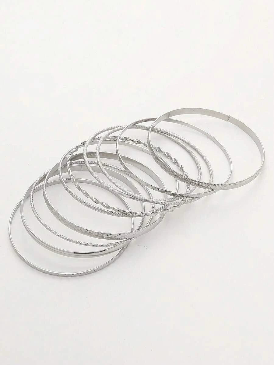 Bohemian Textured Bangle Bracelet Set
