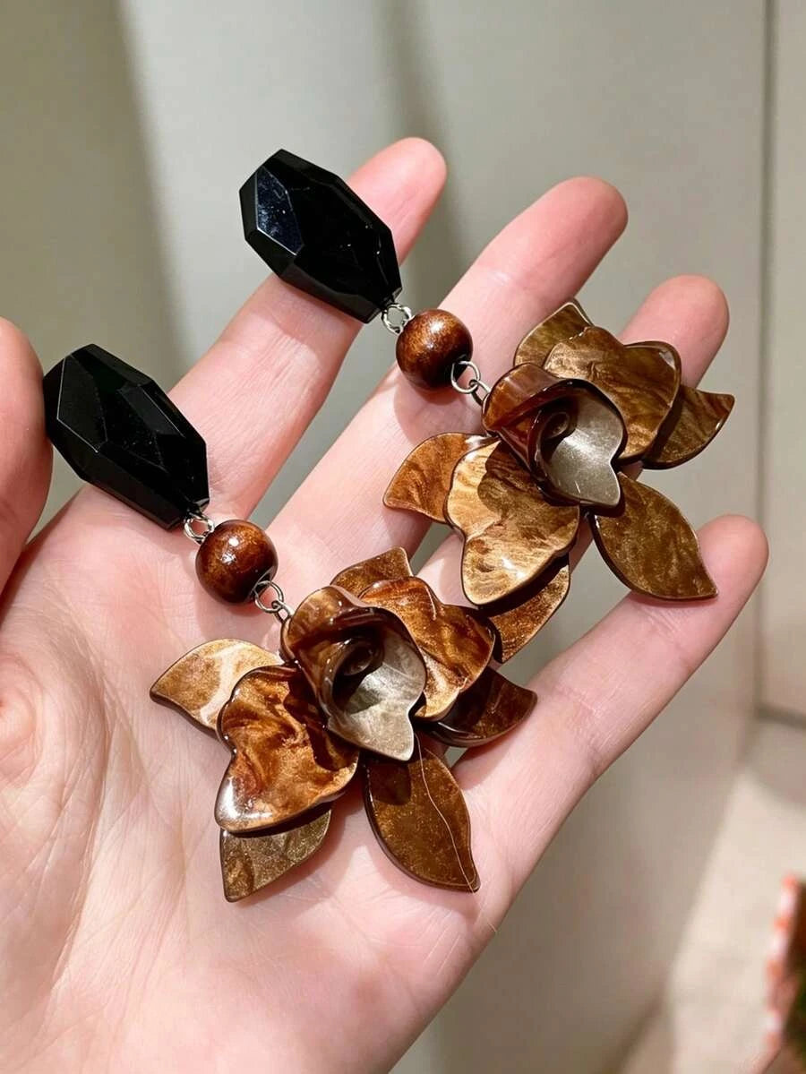 Vintage Floral Acrylic Earrings