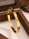 Stainless Steel Flower Zirconia Bangle Bracelet Jewelry Set