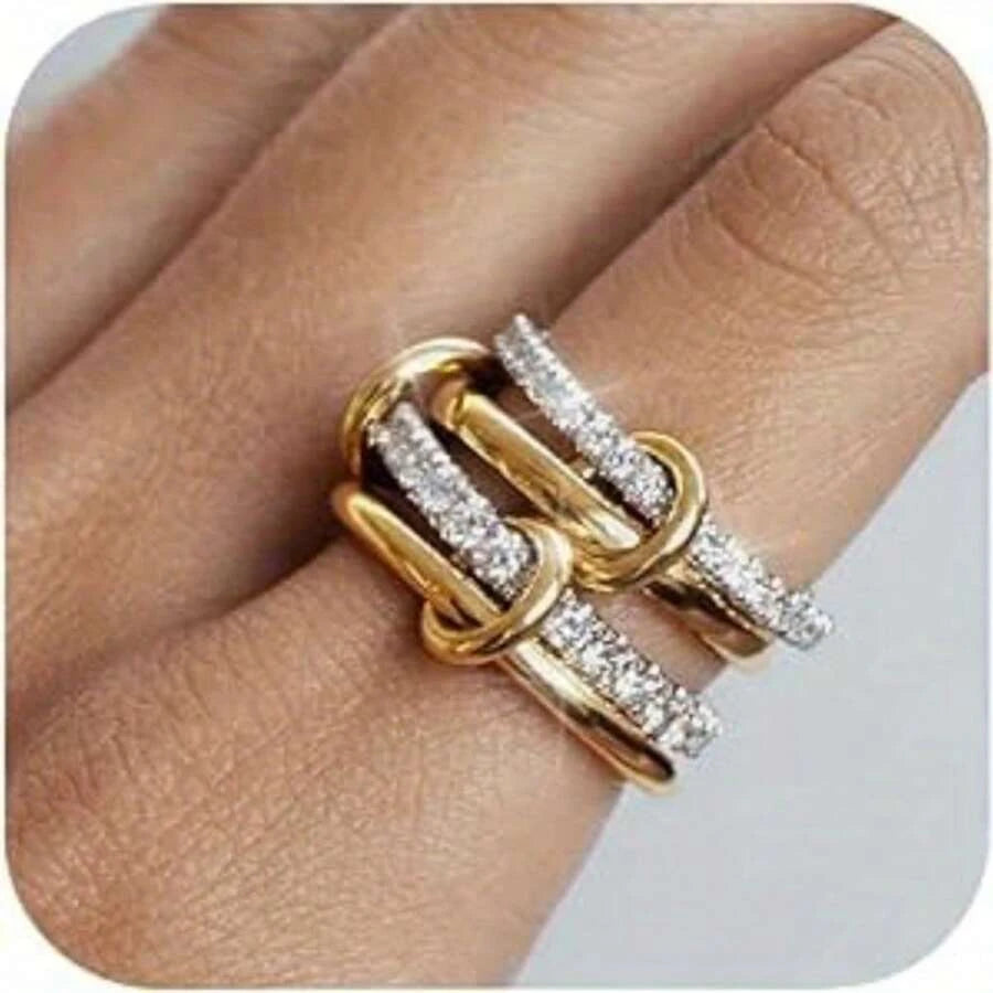 Two-Tone Stacked Zirconia Ring