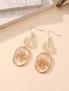 Dried Flower Resin Oval Earrings