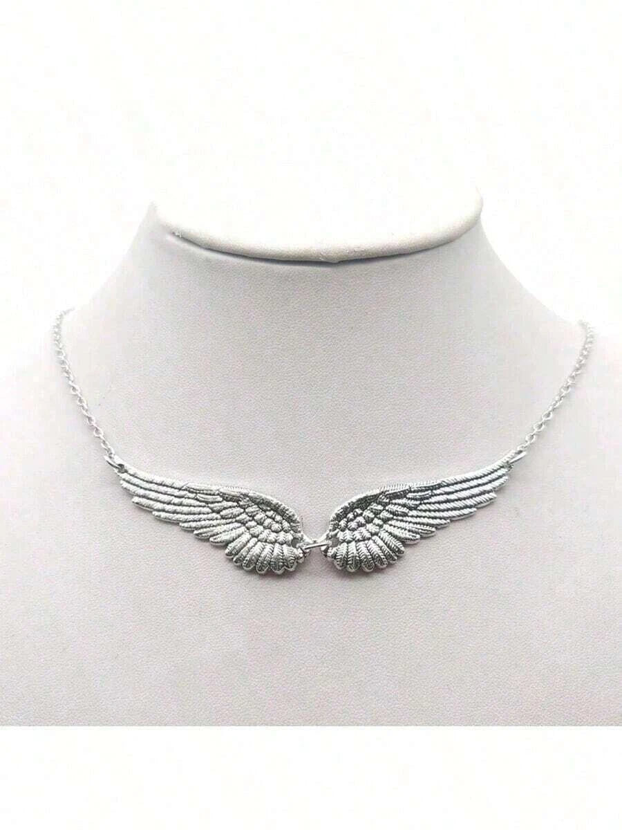 Vintage Angel Wings Feather Pendant Necklace