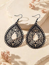 Black Hollow Teardrop Earrings