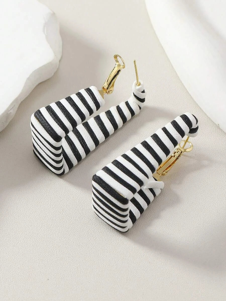 Bohemian Black Zebra Earring Studs