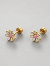 Gold Flower Screw Stud Earrings