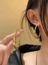 Oval Metal Polka Dot Stud Earrings