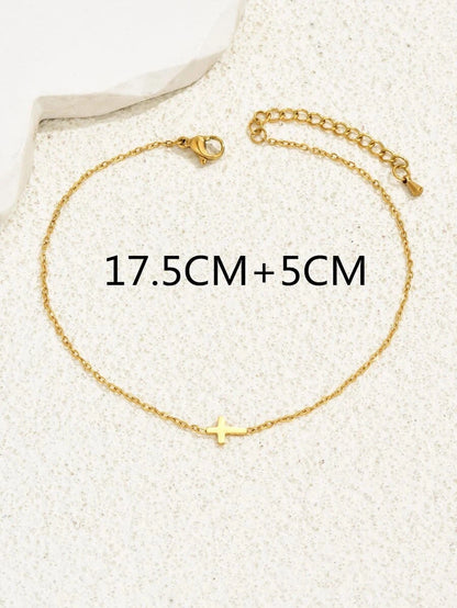Gold Plated Stainless Steel Cross Bracelet