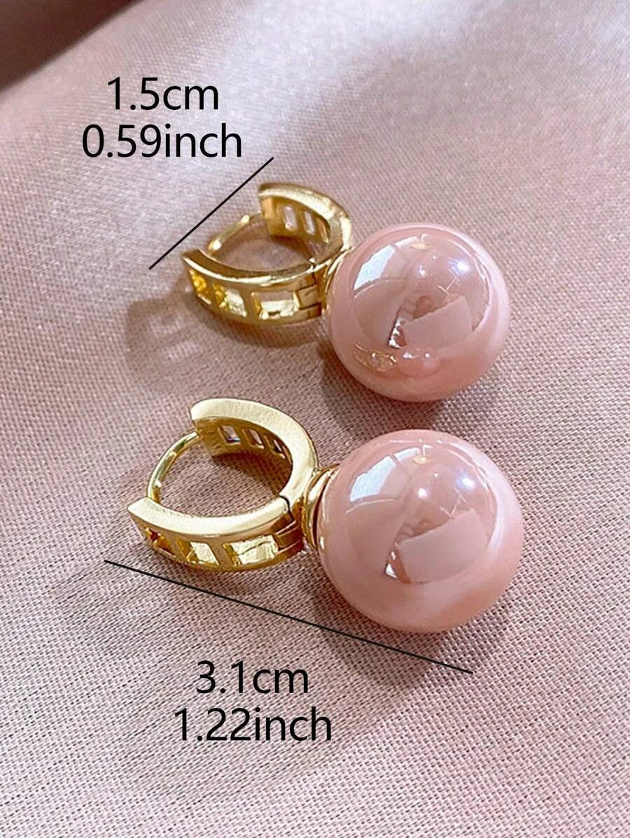 Vintage Artificial Tiger Eye Hoop Earrings