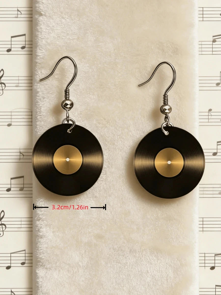 Retro Vinyl Record Drop Earrings