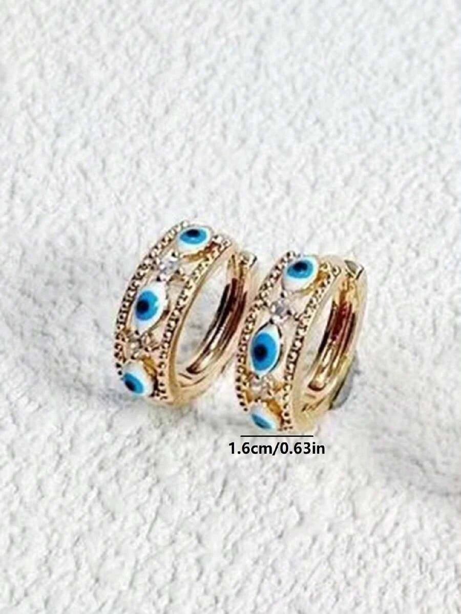 Vintage Gold Evil Eye Zirconia Earrings
