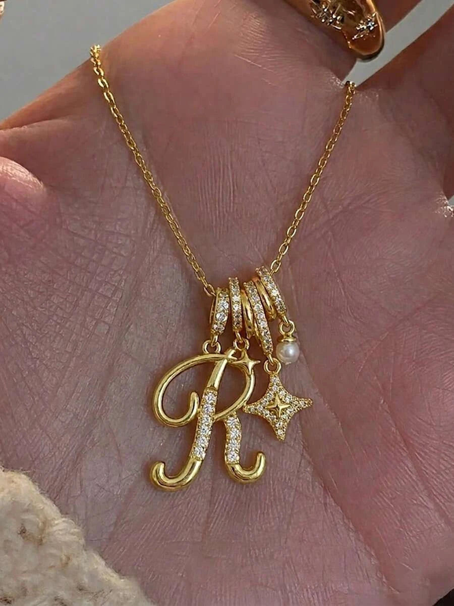 Zirconia Crystal Initial Necklace