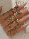 15pcs Vintage Gold-Tone Rhinestone Flower