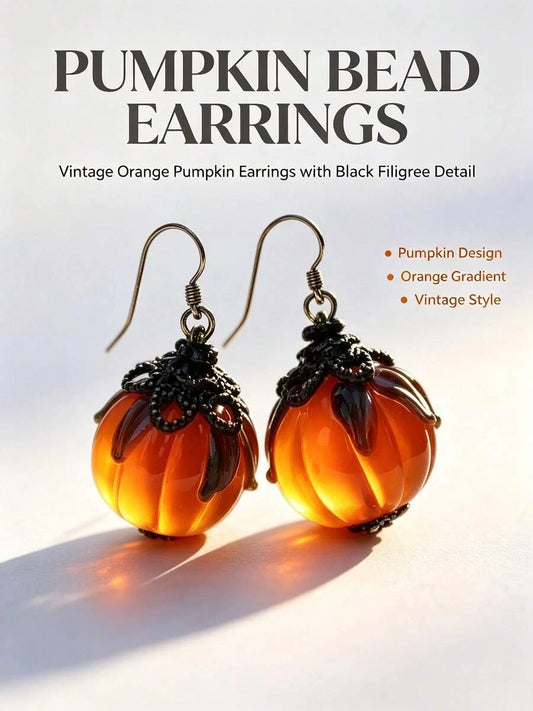 Vintage Pumpkin Water Drop Dangle Earrings