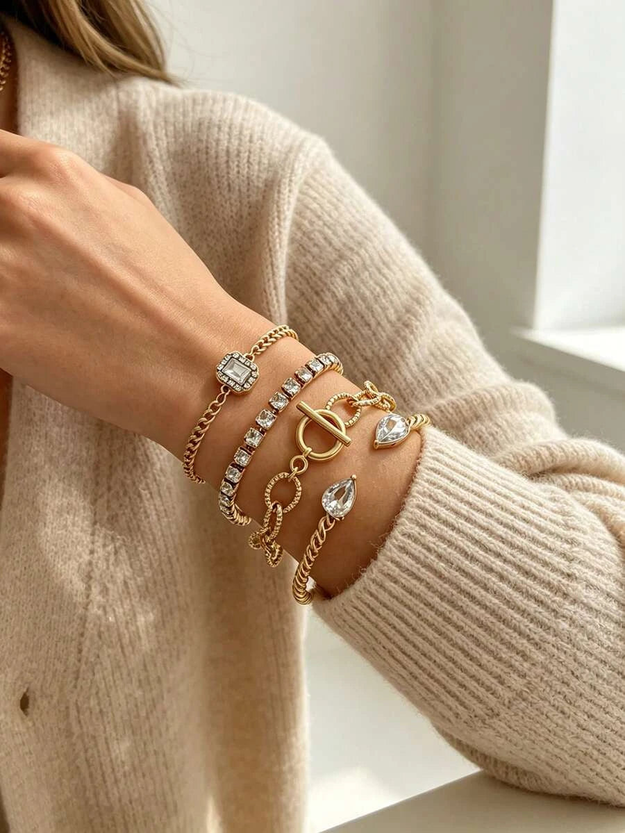 Rhinestone Snake Bracelet Set