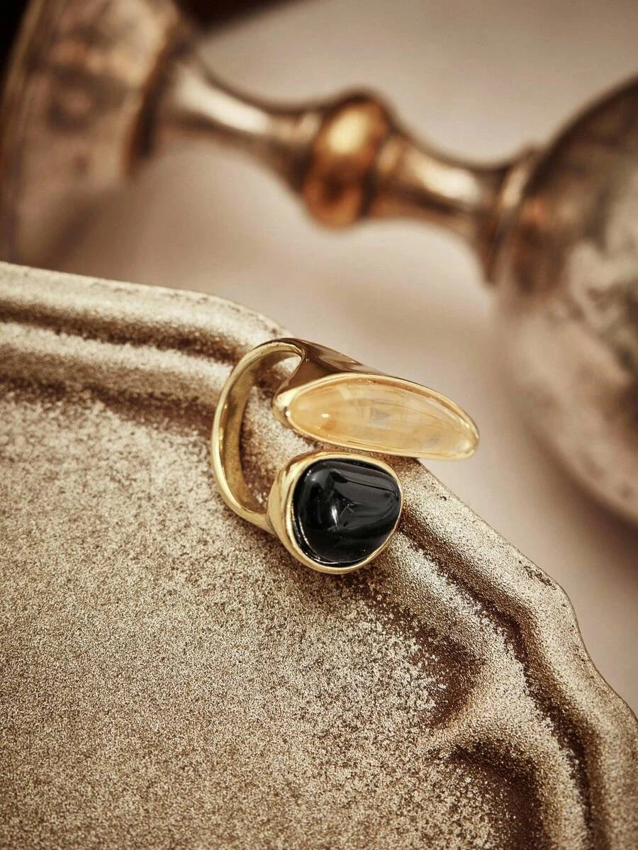 Glisma Gold Plated Geometric Open Ring