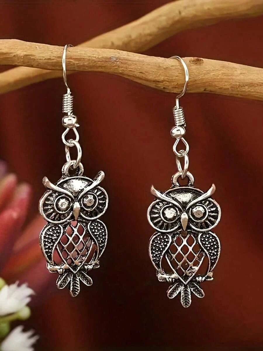 Bohemian Vintage Owl Tassel Earrings