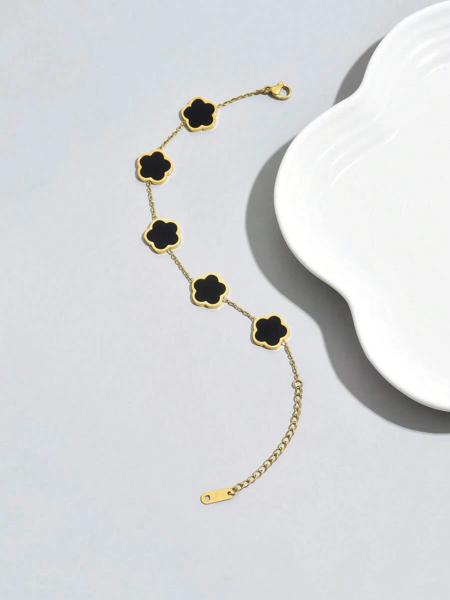 Gold Plated Stainless Steel Flower Bracelet