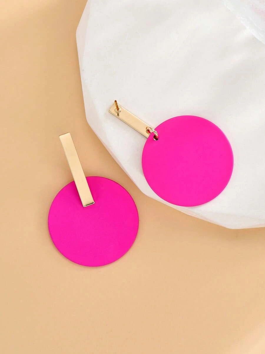 Geometric Enamel Circle Stud Earrings