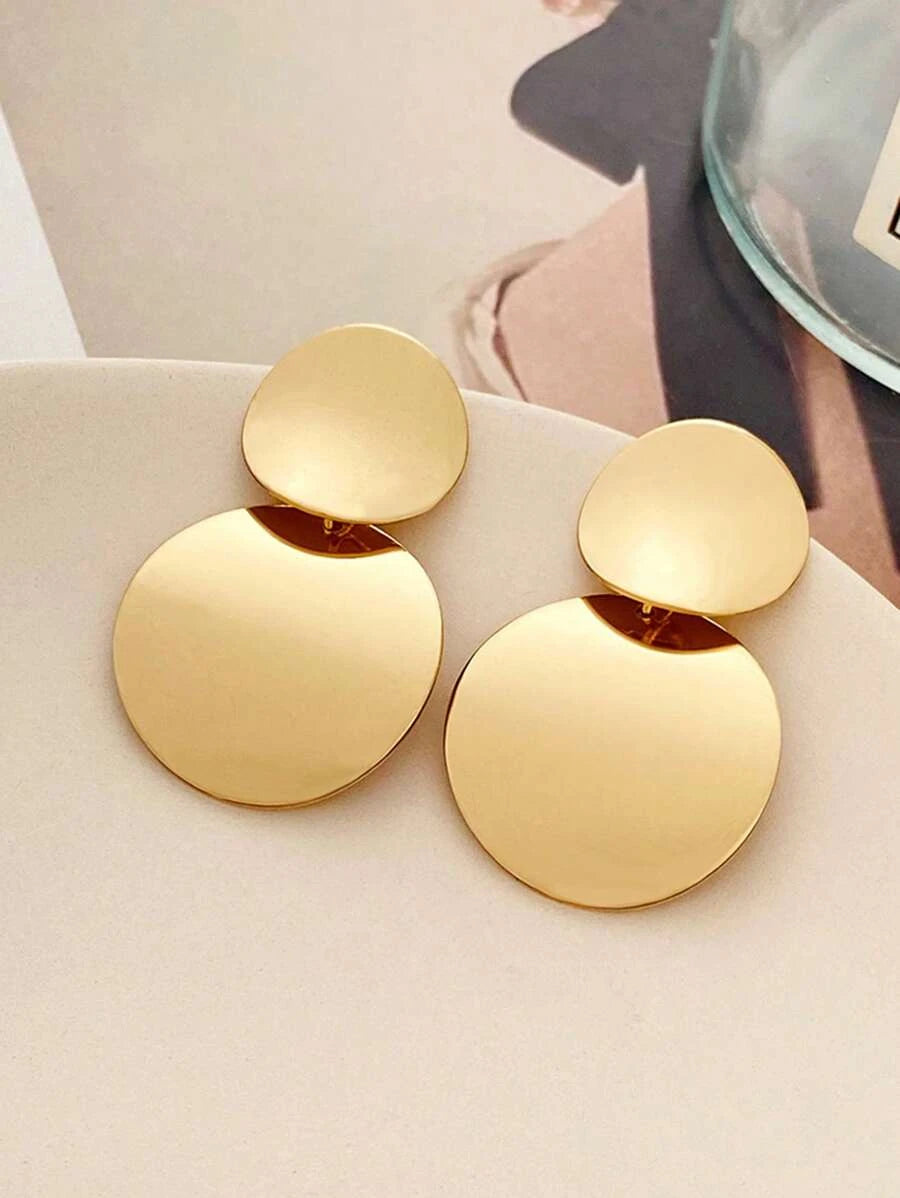 Retro Smooth Metal Circle Earrings