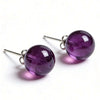 Minimalist Purple Stone Silver Stud Earrings
