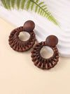 Handmade Woven Rattan Circle Earrings