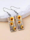 Vintage Sunflower Print Drop Earrings