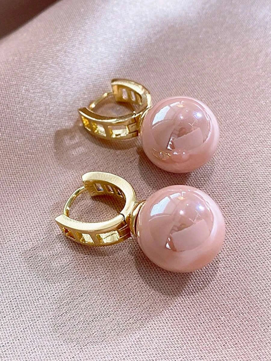 Vintage Artificial Tiger Eye Hoop Earrings
