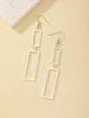 Silver Rectangle Drop Earrings