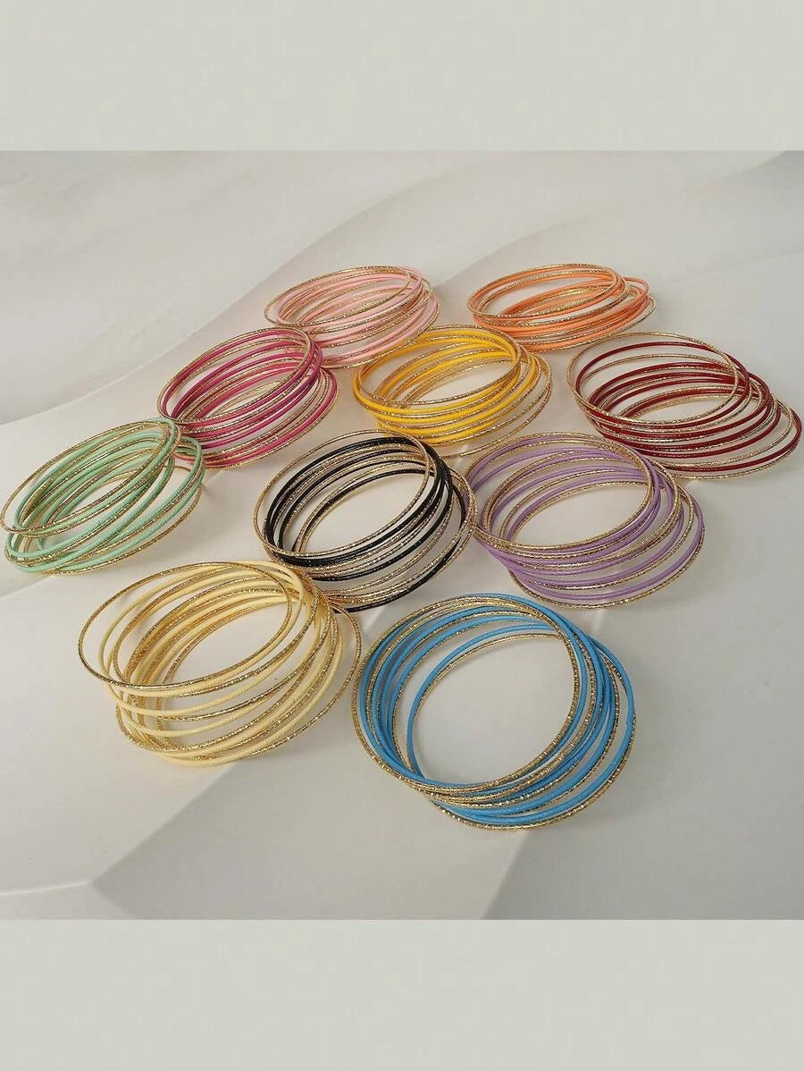 Colored Spray Painted Bangle Set