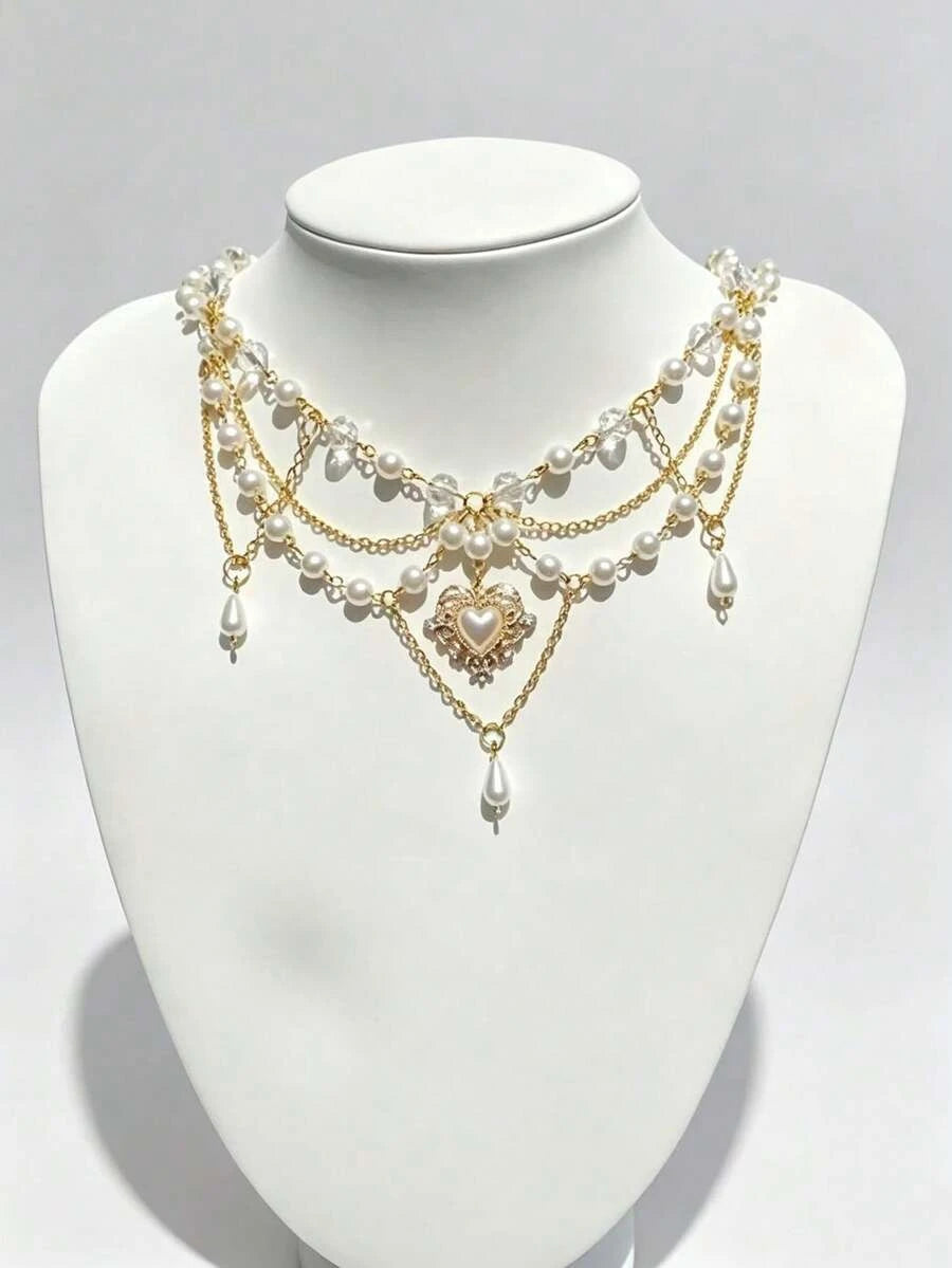 Fairycore Faux Pearl Pendant Necklace