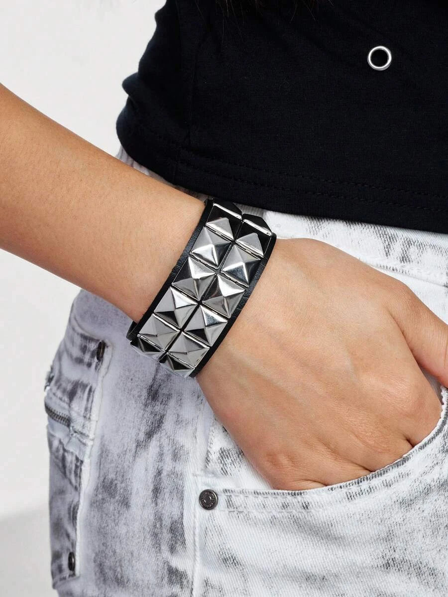Punk Rivet Leather Bracelet Set