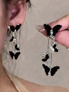 Black Butterfly Long Tassel Earrings