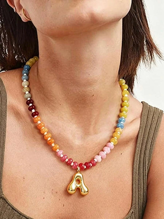 Bohemian Beaded Gemstone Necklace