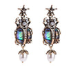 Bohemian Shell Beetle Crystal Drop Earrings