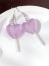 Summer Vacation Resin Heart Lollipop Dangle Earrings