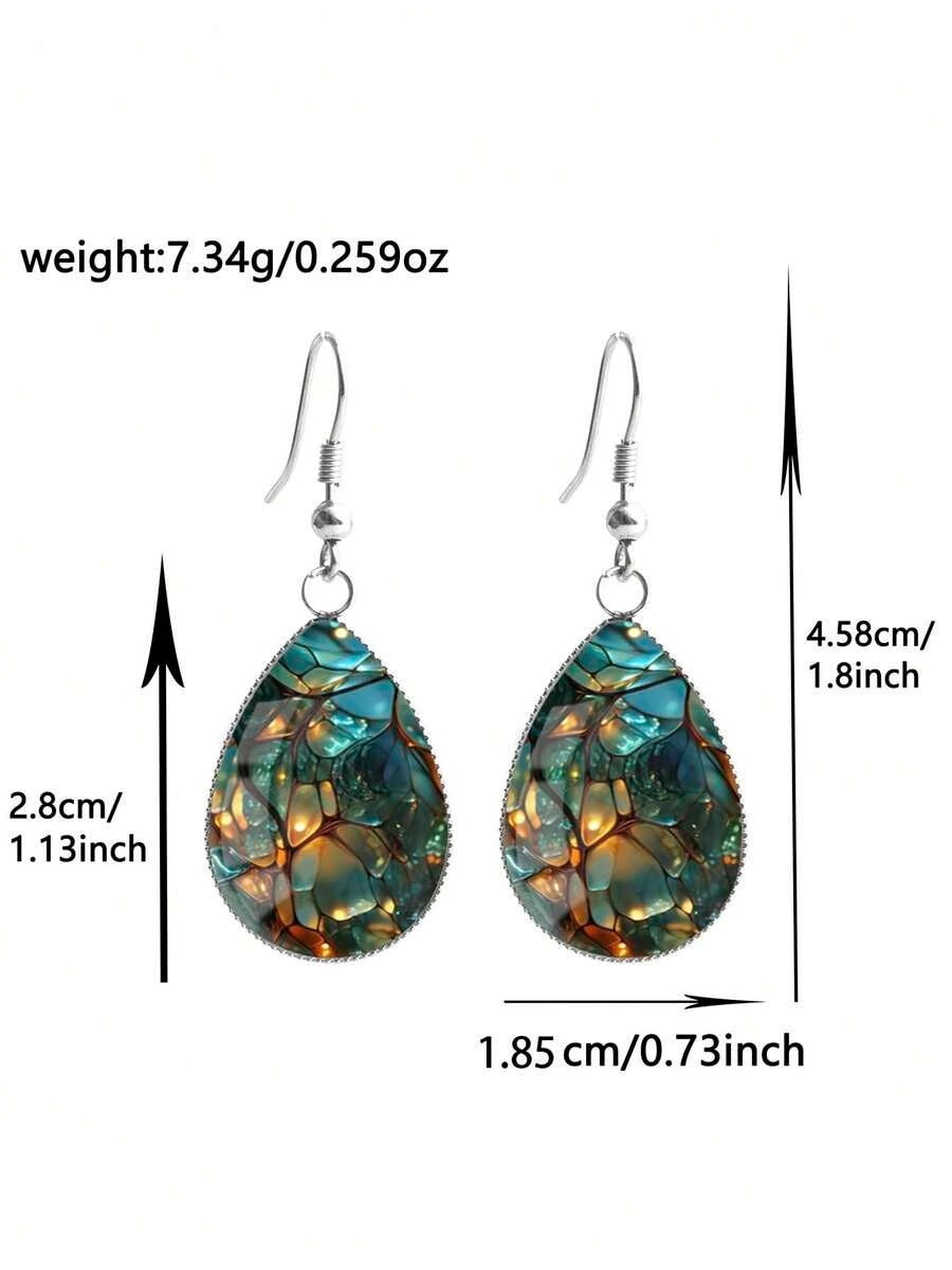 Asymmetrical Glass Pattern Drop Earrings