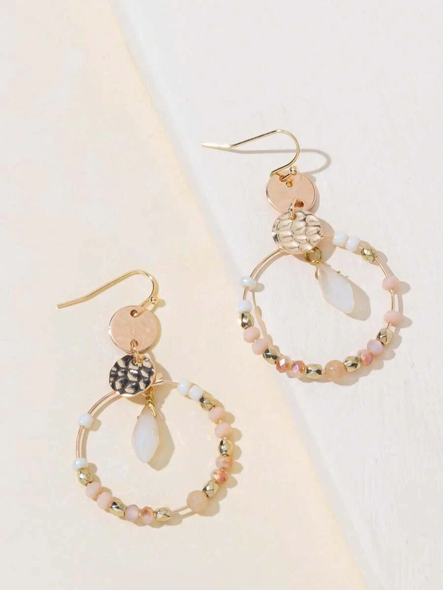 Retro Crystal Beaded Pendant Earrings