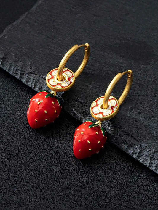 Enamel Geometric Hoop Earrings