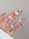 Geometric Faux Pearl Petal Earrings