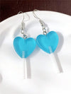 Summer Vacation Resin Heart Lollipop Dangle Earrings