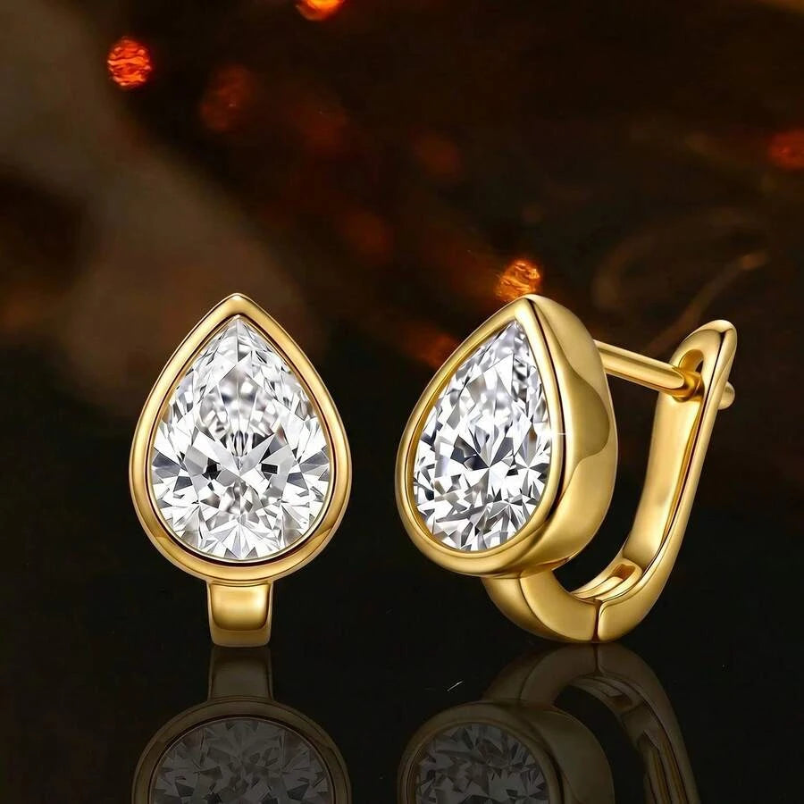French Vintage Water Drop Zirconia Earrings