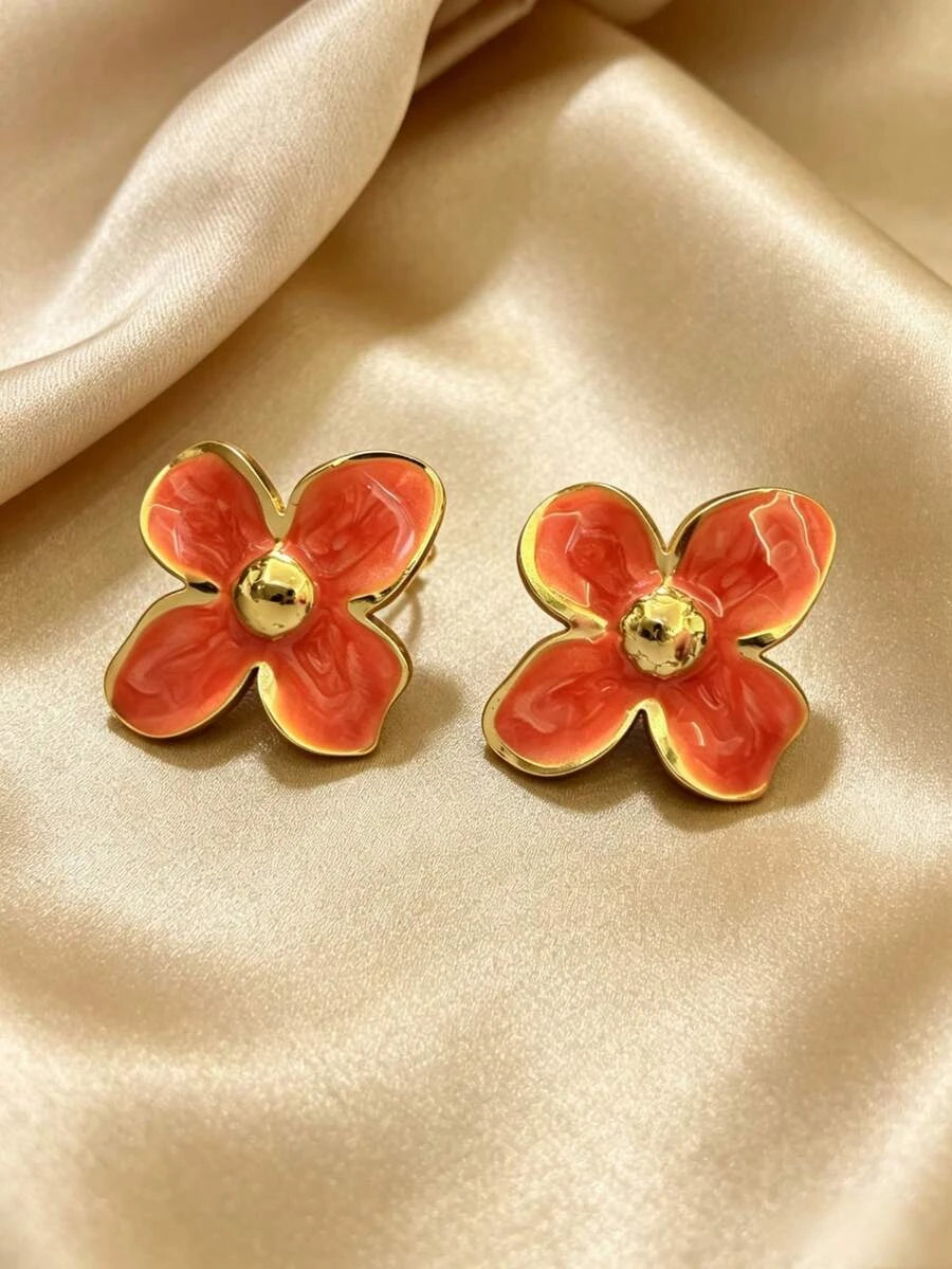 Elegant Stainless Steel Flower Earrings